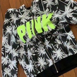 Pink tropical black, white and green hoodie